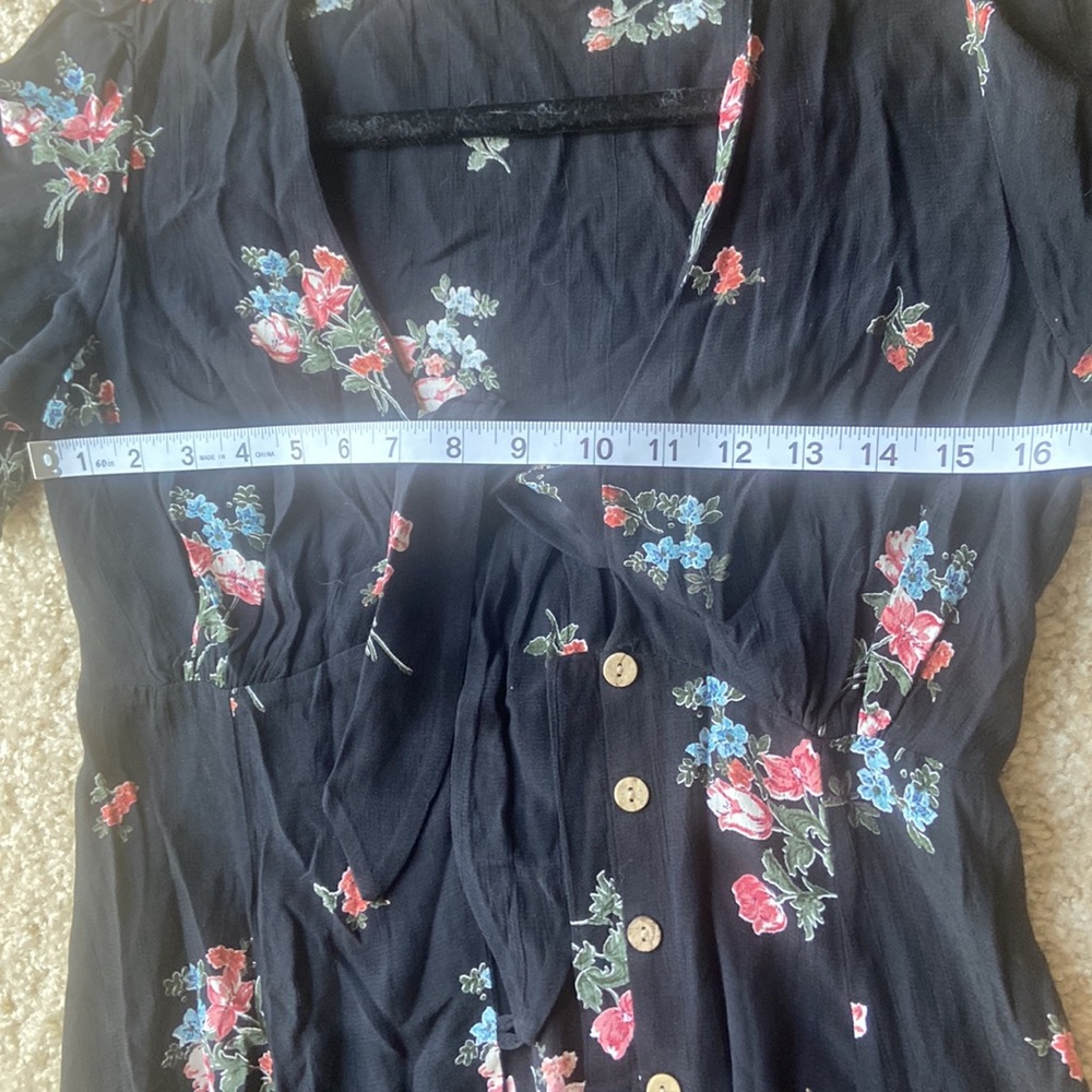 ASOS New Look Black Floral Tie Front Midi Maxi Dress size 4 / small - Picture 8 of 10